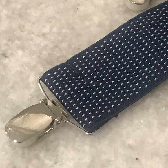 Dockers Suspenders Mens Navy Blue White Adjustable Clip On Elastic Braces - Picture 2 of 4